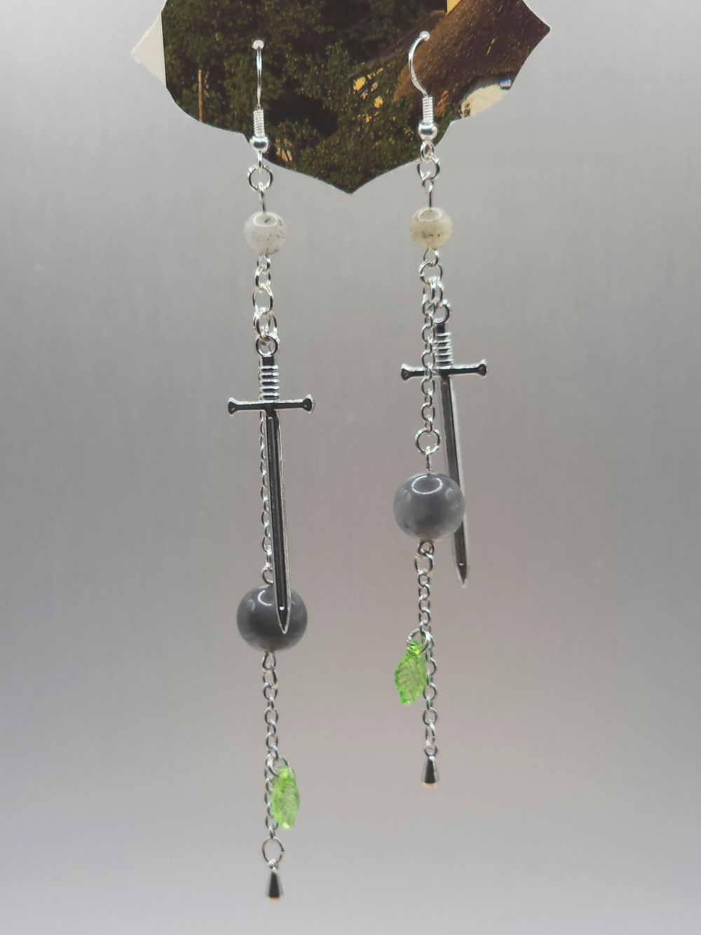 Labradorite dagger earrings