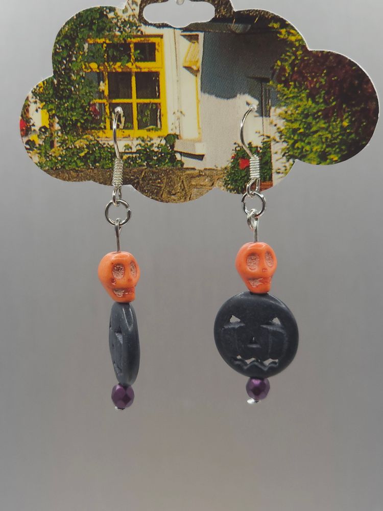 Stone pumpkin earrings